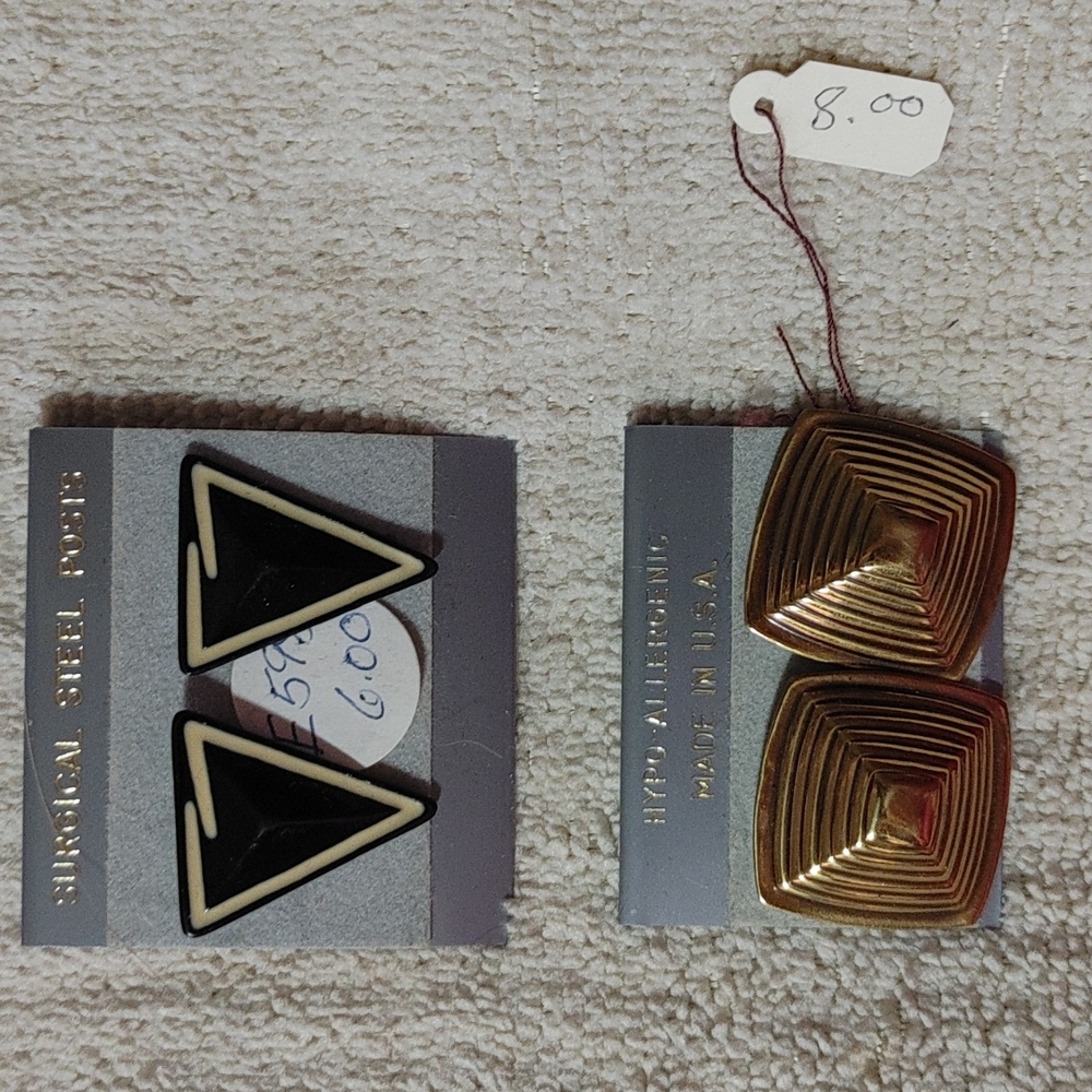 2 pair costume jewelry, with posts. Possible vintage.
